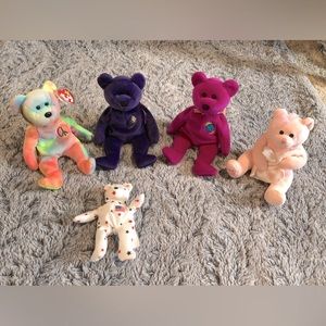 Ty Beanie Baby Bear Lot: Peace, Princess, Millennium, USA | 5 | EUC